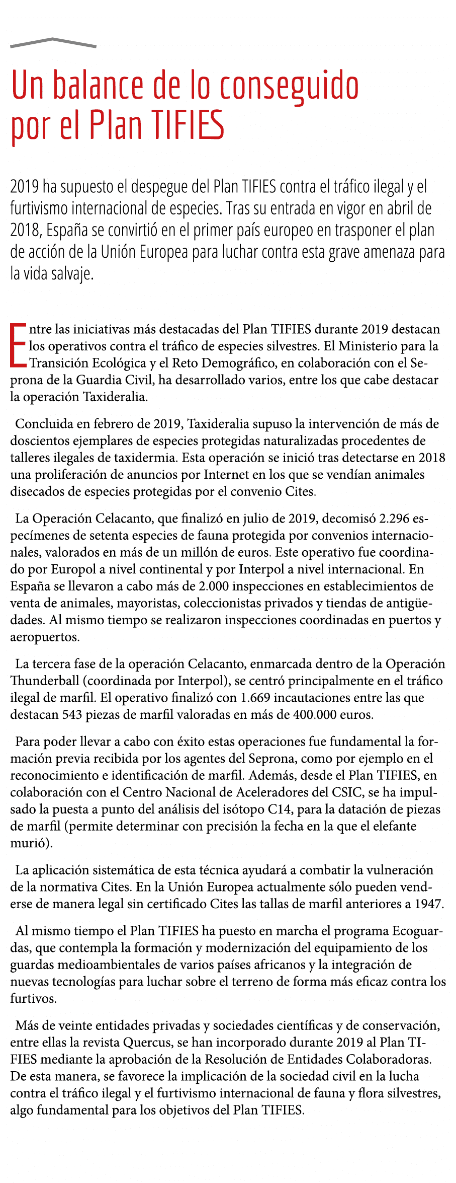      Un balance de lo conseguido por el Plan TIFIES 2019 ha supuesto el despegue del Plan TIFIES contra el tr fico il   