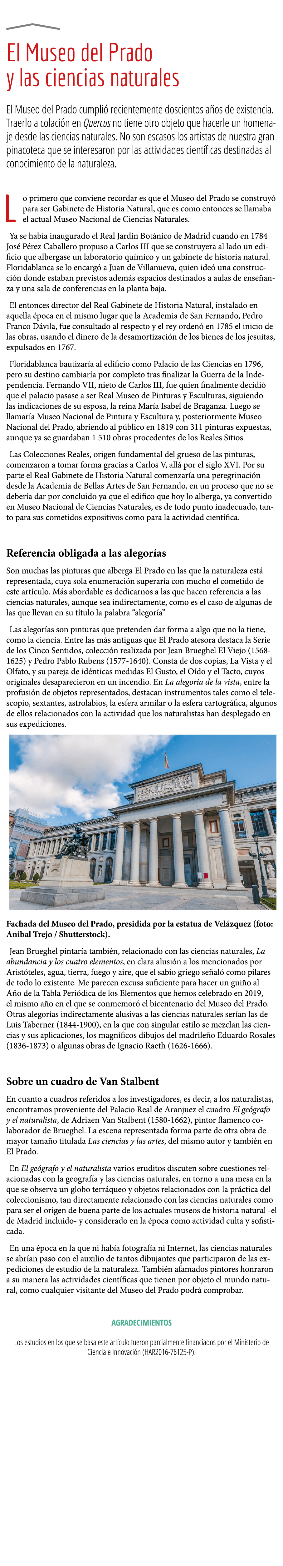   El Museo del Prado y las ciencias naturales  El Museo del Prado cumpli  recientemente doscientos a os de existencia   