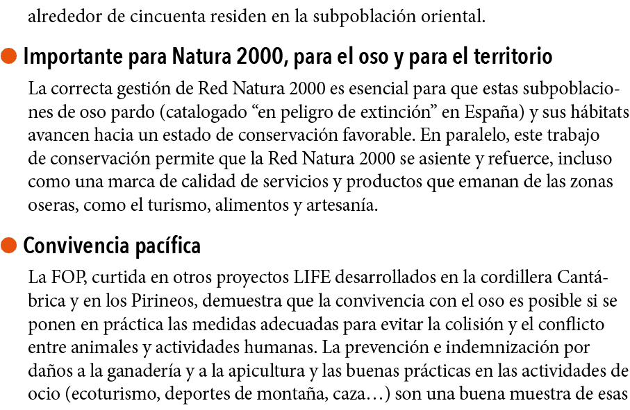 alrededor de cincuenta residen en la subpoblaci n oriental    Importante para Natura 2000, para el oso y para el terr   