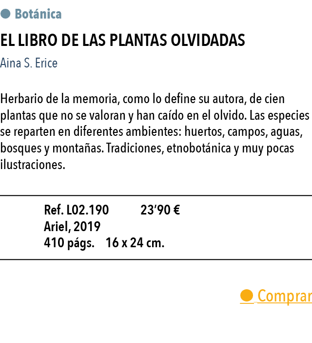    Bot nica  El libro de las plantas olvidadas Aina S  Erice Herbario de la memoria, como lo define su autora, de cie   