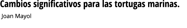 Cambios significativos para las tortugas marinas  Joan Mayol     Seguir leyendo