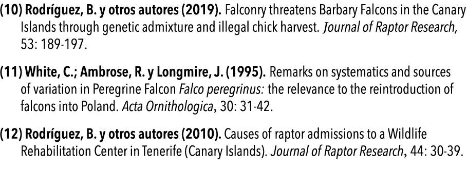  (10) Rodr guez, B  y otros autores (2019)  Falconry threatens Barbary Falcons in the Canary Islands through genetic    